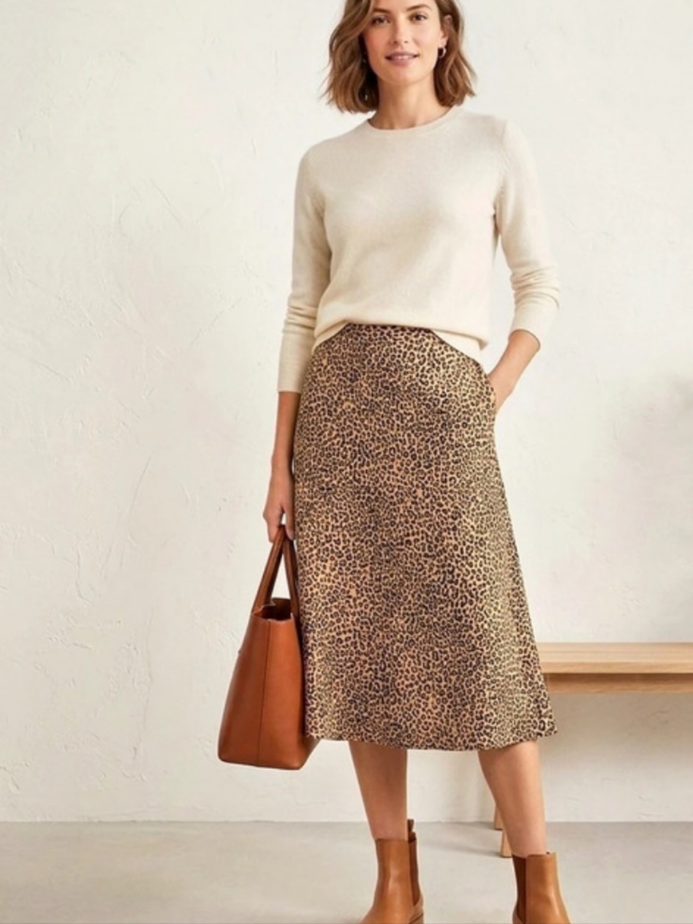 J.Crew Animal Print A-Line Skirt in Brown & Black Size XL